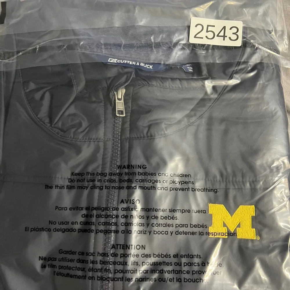 Cutter & Buck Michigan Wolverines Vest Mens 4XB Navy Blue Full Zip Hybrid 2543